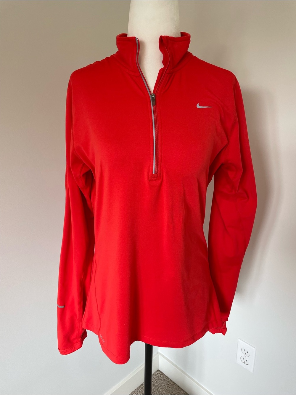 Nike Women's Dri-Fit Running 1/2 Zip Long Sleeve Orange Top - Size Medium